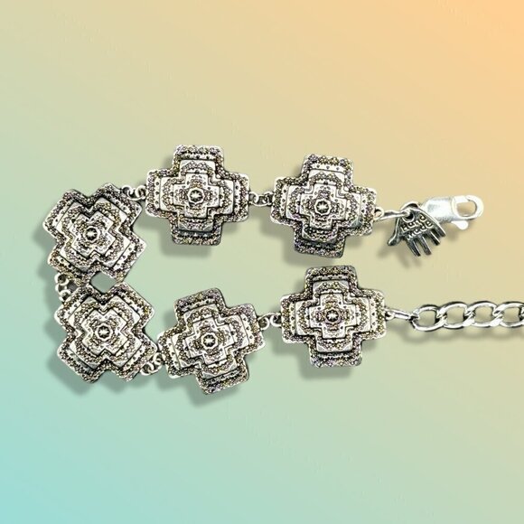 Silver Tone Cross Concho Chain Bracelet #1441 - Picture 4 of 4